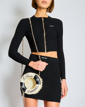 *RARE & FIRE PRICE* Chanel La Pausa Coco Lifesaver Bag in Black and White with Champagne Gold Hardware