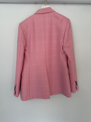 Calvin Klein Candy Pink Check Suit Jacket and Straight Let Trousers Set Size FR 38 (UK 10)
