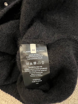 Alessandra Rich Black Mohair Sleeveless Jumper with Embellishments Size IT 44 (UK 12) RRP £515
