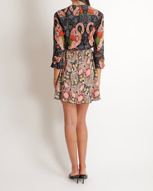 Louis Vuitton Multicolour Printed Mini Dress with Mesh Details and Belt Size FR 34 (UK 6)