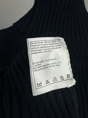 Chanel Navy Ribbed Cashmere Roll Neck Long Sleeve Jumper with CC Logo Detail FR 36 (UK 8)
