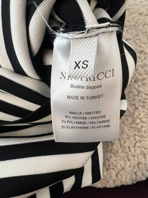 Nina Ricci Black and White Striped Knitted Mini Dress with Bow Detail Size XS (UK 6) RRP £600
