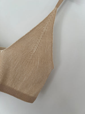 Jacquemus Beige Rib Knit Mini Shorts and Crop Top Set Size Small