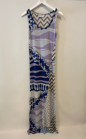 Emilio Pucci Blue and Purple Printed Maxi Sleeveless Dress Size IT 40 (UK 8)