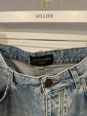 Balenciaga Wide Leg Unisex Jeans with Distressed Detail Size S (UK 8)