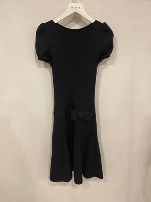 Red Valentino Black Wool Knitted Mini Dress with Bow Detail Size IT 40 (UK 8)