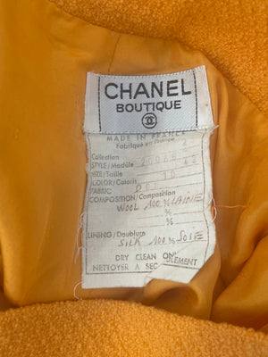 Chanel Orange Vintage Jacket and Skirt Set with Gold CC Buttons Size FR 42 (UK 14)