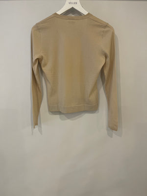Chanel Beige Wool Long-Sleeve Jumper with CC Logo Detail FR 42 (UK 14)