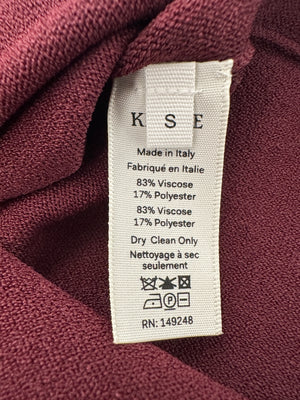 Khaite Burgundy Long Sleeve Mini Dress with Wide Neckline Size S (UK 8)