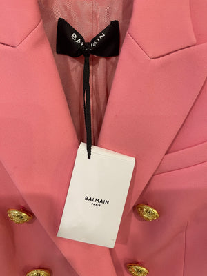 Balmain Pink Blazer Jacket with Gold Buttons and Zip Details Size FR 36 (UK 8) RRP £2050