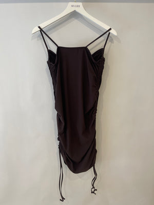 Christopher Esber Brown Mini Dress with Beaded Detail Size UK 12