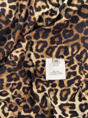 Alexandre Vauthier Brown Leopard Ruched V-Neck Dress Size FR 36 (UK 8)
