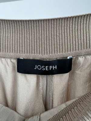 Joseph Beige Silk T-Shirt and Wide Leg Trouser Set with Elasticated Waistband Size FR 34 (UK 6)