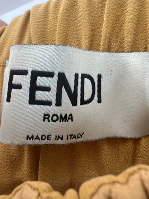 Fendi Mustard Yellow Padded High-Waisted Silk Shorts Size IT 42 (UK 10)