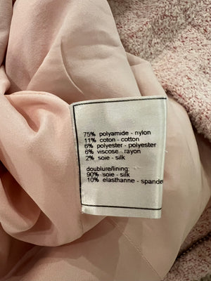 Chanel Pastel Pink Vintage Tweed Jacket with Silver and Beige CC Logo Buttons Size FR 38 (UK 10)