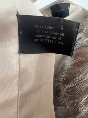 Erreemme Grey Silver Fox Fur Sleeveless Hooded Jacket One Size