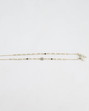 Chanel Champagne Gold CC Pearl Necklace with Bambi Pendant