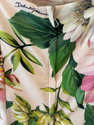 Dolce Gabbana Pink Silk Floral Print Top and Midi Skirt Set Size IT 40 (UK 8)