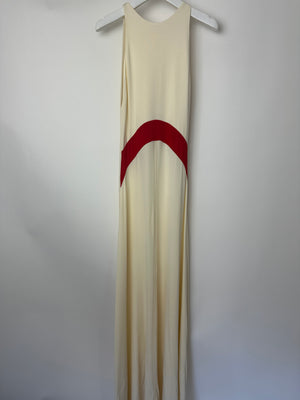 Solid & Striped x Sofia Richie Grainge Jonati Cream Sleevless Maxi Dress with Red Striped Detail Size XS (UK 6)