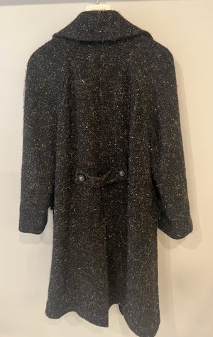 Chanel Black Wool Long Coat with Silver Lion Buttons Detail Size FR 36 (UK 8)