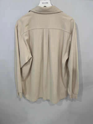 Jacquemus Beige Ribbed Shirt with Embroidered Logo and Pocket Detail Size M (UK 10)