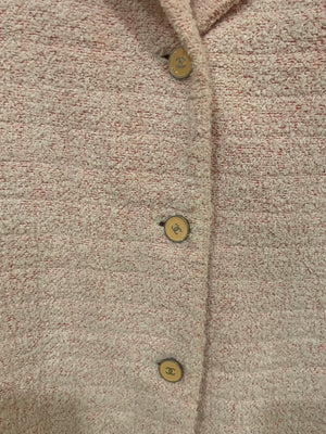 Chanel Pastel Pink Vintage Tweed Jacket with Silver and Beige CC Logo Buttons Size FR 38 (UK 10)