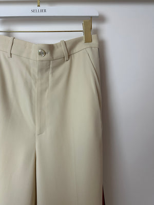 Gucci Beige Web Stripe Wide Leg Culotte Trousers Size IT 42 (UK 10)