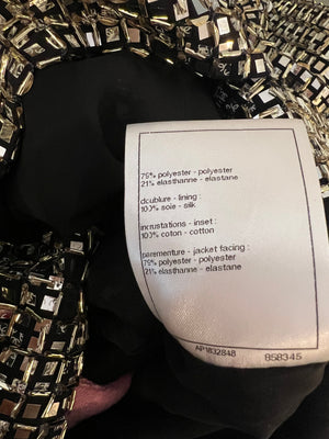 *HOT* Chanel Resort 2024 Silver Mirror Sequins Robe Coat with Detachable Pink Cloth Collar Trim and Sleeve Cuffs with Pink CC Logo Buttons Size FR 38 (UK 10)