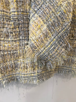Chanel Yellow & Grey Tweed Midi Skirt with Pockets and Belt Size FR 38 (UK 10)