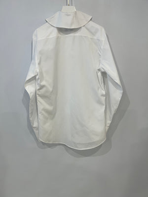 Chanel White Button Down Shirt with Gold and White CC Logo Buttons Size FR 34 (UK 6)