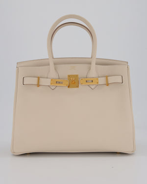 *RARE* Hermès Birkin 30 Retourne Bag in Craie Togo Leather with Gold Hardware
