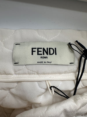 Fendi White Quilted Midi Skirt Size IT 36 (UK 4)