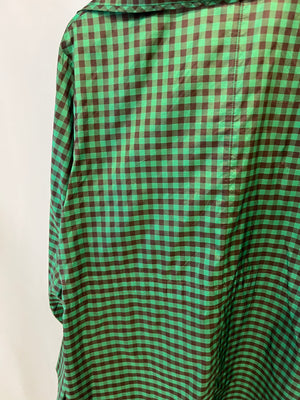 Fendi Green and Brown Silk Checked Maxi Dress with Logo Buttons Size IT 42 (UK 10) RRP £2,250