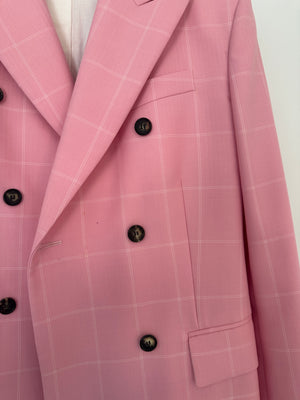 Calvin Klein Candy Pink Check Suit Jacket and Straight Let Trousers Set Size FR 38 (UK 10)