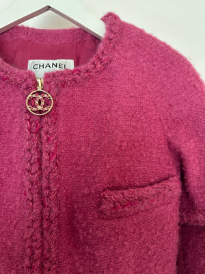 Chanel AW/19 Pink Long Sleeve Tweed Jacket Size FR 34 (UK 6)
