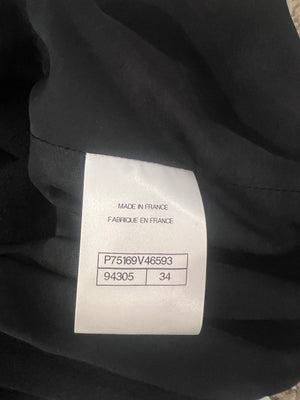 Chanel Métiers d'Art 2023 Black Cropped Top with Multi-Colour Sequin Patch Detail and Back Gold CC Logo Buttons Size FR 34 (UK 6)