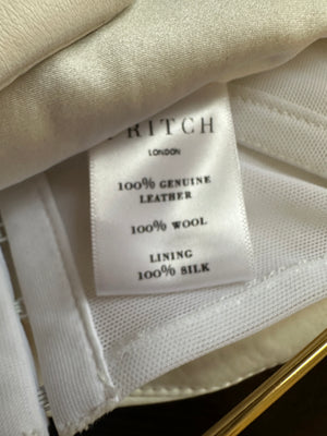 Pritch White Sleeveless Cropped Leather Top with Sweetheart Neckline Size S (UK 8)