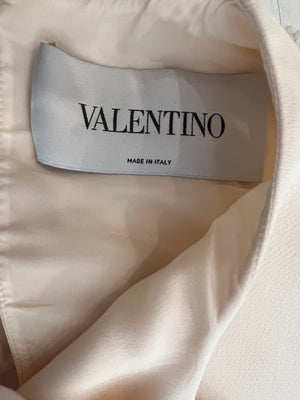 Valentino Cream Wool Short-Sleeved Mini Dress with Vlogo Belt Size IT 40 (UK 8)
