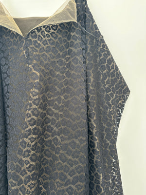 Alaïa Black Leopard Printed Textured Long-Sleeve Midi Dress Size FR 36 (UK 8)