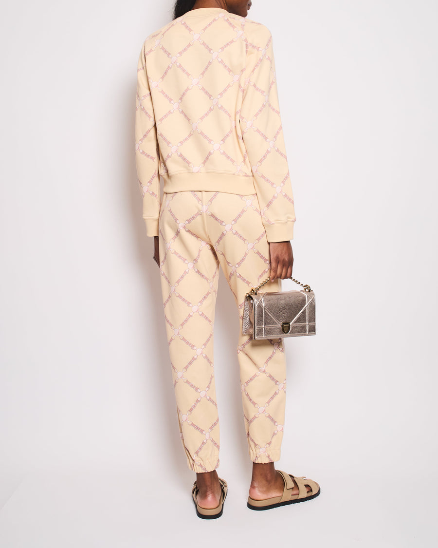 Hermès Beige and Pink 'Grand Tralala' Two-Piece Jumper and Jogger Set Size FR 40 (UK 12)