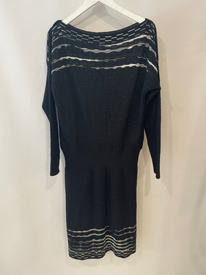 M Missoni Black and White Striped Wool Knit Midi Dress IT 44 (UK 12)