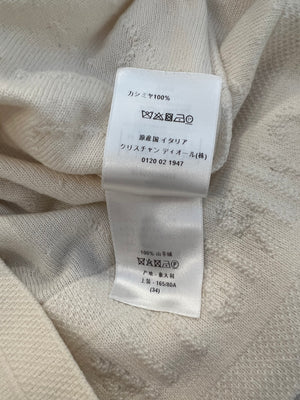 Christian Dior Cream Cashmere Jumper with Back Logo and Frayed Textured Details Size FR 34 (UK 6)