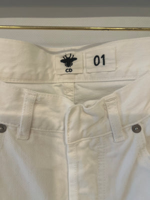Christian Dior White Straight Jeans with Logo Details Size FR 34 (UK 6) RRP £1,150