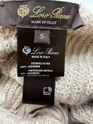 Loro Piana Beige Knitted Wide Leg Trousers with Tie Waist Size UK 8