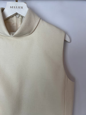 Celine Cream Cropped Cashmere High-Neck Top Size FR 36 (UK 8)
