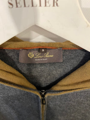 Loro Piana Dark Grey Cashmere Gilet and Jogger Set with Khaki Detail Size S (UK 8)