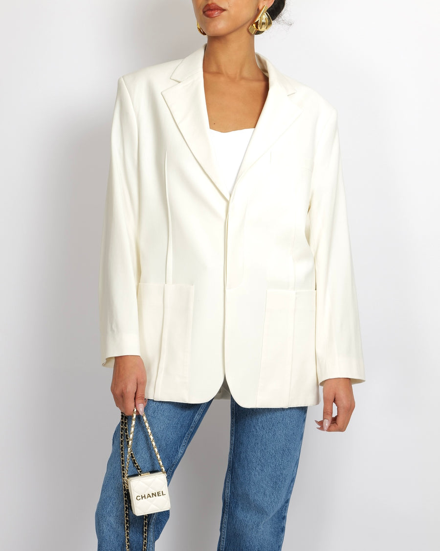 Jacquemus Ivory Le Papier La Veste d'Homme Blazer Jacket Size FR 36 (UK 8) RRP £700