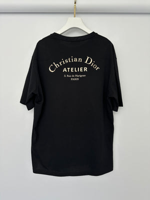 Christian Dior Black Menswear Round Neck T-shirt with Christian Dior Atelier Logo Detail in Gold Size L (EU 50)
