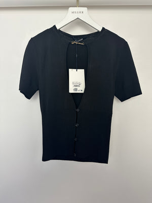 Jacquemus Black Short Sleeve Top with Gold Logo Detail Size FR 34 (UK 6)