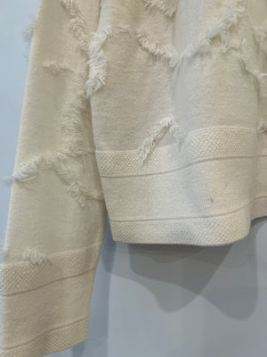 Christian Dior Cream Cashmere Jumper with Back Logo and Frayed Textured Details Size FR 34 (UK 6)